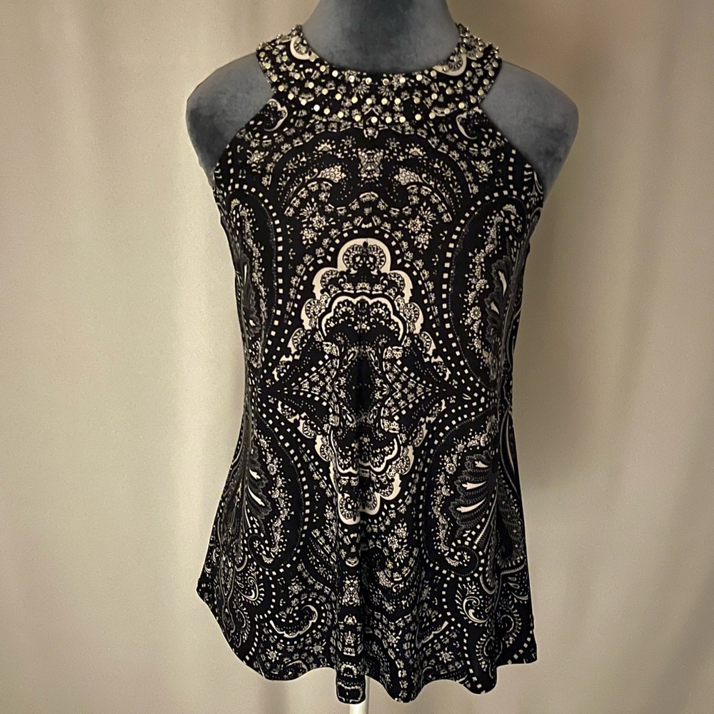 NWT White and Black Paisley Print Tank Top